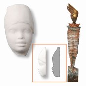 Powertex African collection 0025 Lady 5 gezichtjes